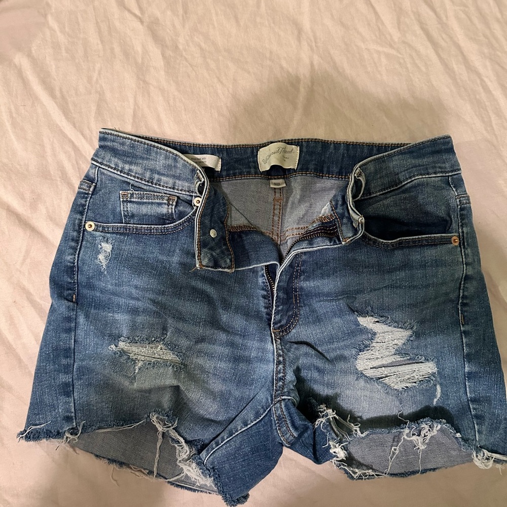 SHEIN Blue Jean Shorts Distressed Cut-Offs